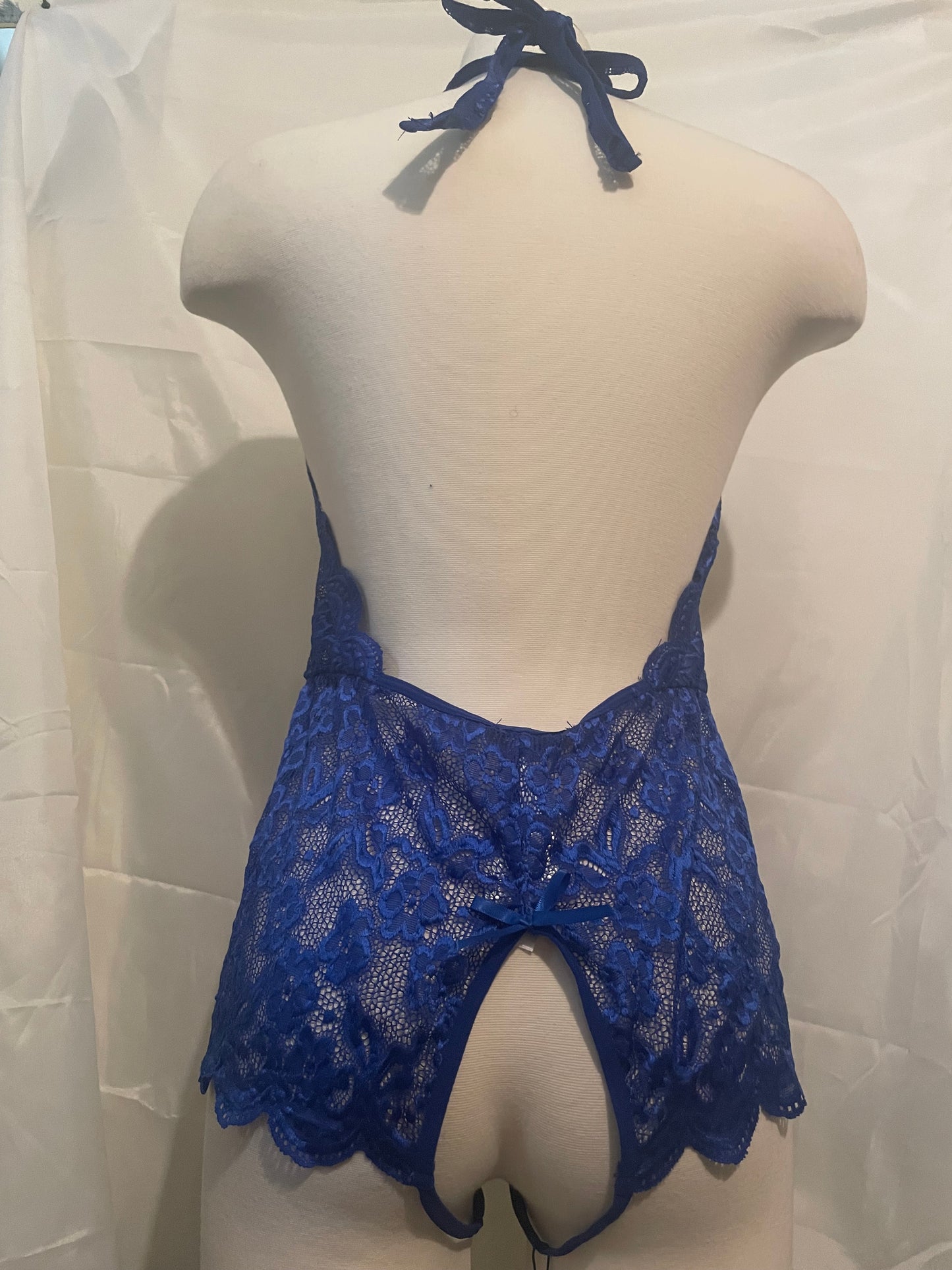 Kloer Royal Blue Crotch Less/Backless Lace Teddy